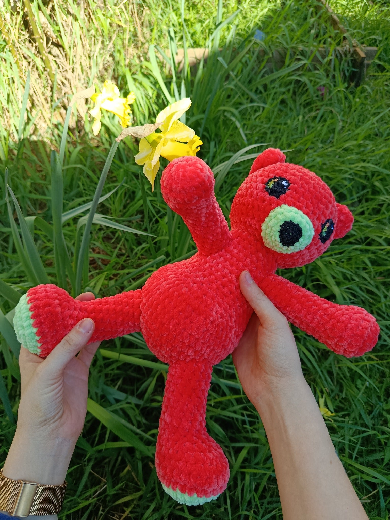 Lune _ Ourson câlin _ corail et vert glacé