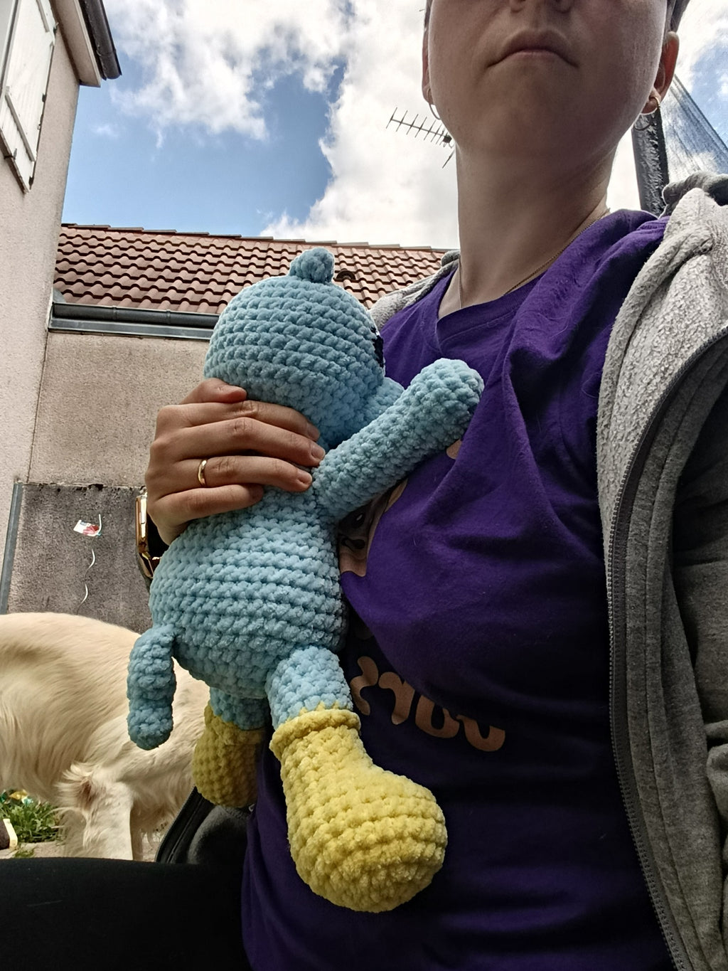 Cosmos - Hippo tranquille _  bleu ciel à bottes jaunes